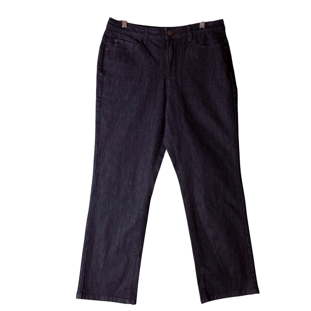 Coldwater Creek Womens Dark Wash Straight Leg Jeans Size P12 Indigo Stretch